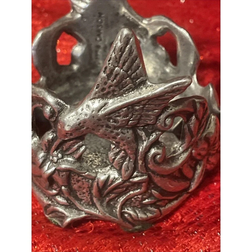 Vintage 1996 Carson Pewter Hummingbird Candle Holder Set Of 2